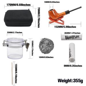 Smoke Accessories Tobacco Bag Set Wood Tobacco Pipe Smoking Pipes Cleaning Tools Carbon Pipe Filters Glass Stash Jar For Herb disposable shisha vape pen