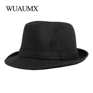 Beanie/Skull Caps Wuaumx New Men's Hat Autumn Winter Fedoras Hat For Male Solid Black Felt Bowler Hats Gentleman Jazz Caps Classics Men's Fedoras T221013