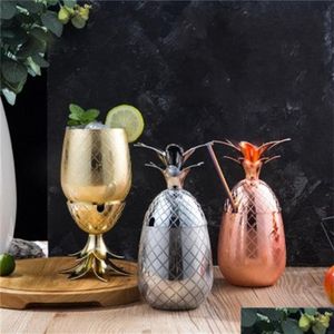 Bicchieri da vino 500 ml Tazza da cocktail in pino Mosca Me Tazze Bicchieri da vino in acciaio inossidabile Originalità Metallo Rame Personalità Drop Consegna Dhbxi