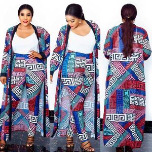 Women's Two Piece Pants African Woman Suit Digital Printing Decoration Polyester Material Loose Plus Size Stretch Fashion Folk Style 3 Pcs. Set T221012