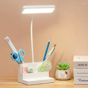 Lâmpadas de mesa Lâmpadas de mesa Recarregável USB LED para escritório Estudo de escritório Reading Night Lights com função do suporte do telefone com caneta