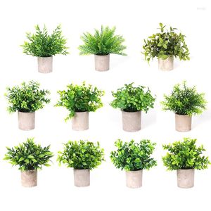 Decorative Flowers Mini Artificial Plants Bonsai Small Simulated Tree Pot Fake Office Table Potted Ornaments Home Garden Decorations