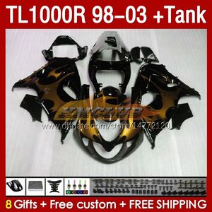 Fairings Tank for Suzuki Golden Flames Srad TL-1000 TL 1000 R 1000R TL1000R 98 99 00 01 02 03 Bodywork 162no.42 TL-1000R 1998 1999 2000 2001 2002 2003 TL1000 R 98-03 Fairing