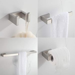 Bath Accessory Set Morotel Bathroom Hardware 4pcs Accessories Towel Paper Holder Robe Hook Stainless Steel Wall Mounted Brushed Nickel