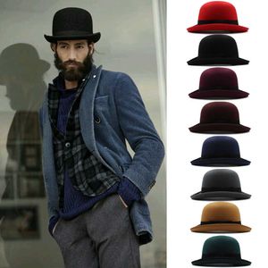 Beanie/Skull Caps Män Kvinnor Wool Blend Oval Top Bowler Hats Woolen Fedora Caps Trilby Classical Derby Sunhat Justerbar UK M-L US 7 1/8-7 3/8 T221013