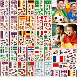 Adesivos adesivos sjb 39 sinalizadores nacionais tatuagem adesivos tempor￡rios qatar copa de futebol mundial partida de futebol decora￧￣o de arte americana m dhkc0