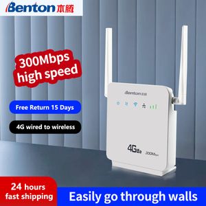 Roteadores Benton D921 Desbloquear 300 Mbps Cat4 Wi -Fi WIFI Wireless Router 4G LTE CPE com SIM Card Slot WPS Função de antenas externas Repeator 221014