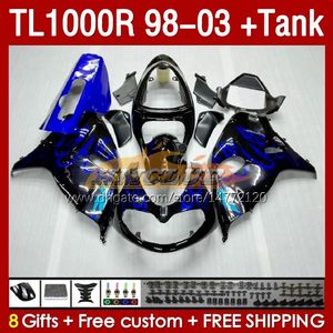Fairings Tank f￶r Suzuki Srad TL-1000 TL 1000 R 1000R 98-03 Kroppsarbete 162NO.9 TL1000 R TL1000R 98 99 00 01 02 03 TL-1000R 1998 1999 2000 2001 2002 2003 Fairing Blue Flames