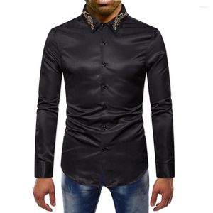 Men's Casual Shirts COLDKER Men's Slim Fit Solid Pattern Turn-Down Collar Blouse For Male Plus Size Streetwear