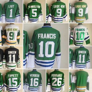 1991-1999 Filme Retro CCM Hockey Jersey Bordado 9 Gordie Howe 10 Ron Francis 11 Kevin Dineen 5 Ulf Samuelsson 26 Ray Ferraro 16 Patrick Verbeek Jersey 1 Mike Liut