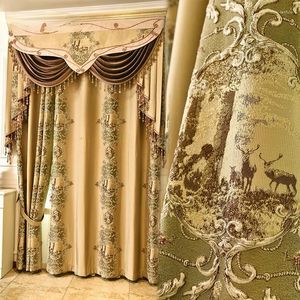 リビングルームのカーテンカーテン高級ヨーロッパスタイルの高精度エンボス加工されたジャックアウトベッドルームヴィラカスタマイズ
