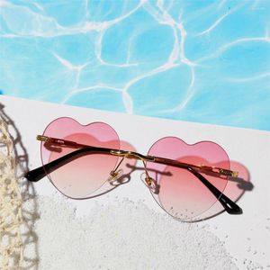 Zonnebrillen vintage randloze hart metalen frame hartvormige zomer buiten UV400 bescherming bril brillen brillen feest gunst