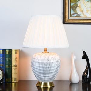 Bordslampor American Simple Living Room Ceramic Lamp Bedroom Study El Decoration Led Bedside Lamparas de Mesa