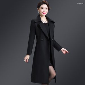 レディースウールの女性のブレンド2022到着女性コートジャケット冬のスリム韓国スタイル高品質のエレガントな服4xl