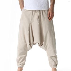 Men's Pants Olive Green Sweat Men Casual Summer Loose Drawstring Mid Waist Yoga Harem With Pockets