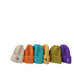 Autumn Winter Kids Boys Girls Knitted Hats Soft Thickening Warm Baby Beanies Letter Pattern Casual Children Caps 20221014 E3