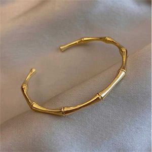 Charm armband rostfritt stål guldfärg bambu joint armband 2021 trend armband för kvinnor män romantisk fest present mode smycken gc1487