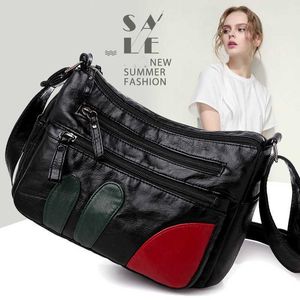 HBP 2023 PU Moda de couro macia Moda feminina Bolsa de multicamadas versáteis Um ombro de crossbody bolsa de grande capacidade lavada sul -coreana lavada