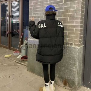 Designer Balanciagas Down Puffer Jacket Masculino Feminino Outono Inverno Pão Espessado Quente Letra Solta Algodão Roupas Acolchoadas Balenciga Parkas Casacos