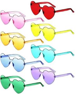 12 färger Candy Color PC Rimless Solglasögon Trendiga kärleksfulla hjärtform Solglasögon för festlinsglasögon