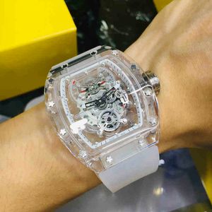 Luxury Mens Mechanics Watches Wristwatch White Fullt Hollowed Out Transparent Technology Automatic Mechanical Fashion Trend Versatile