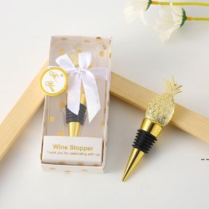 Tropical Wedding Favors Gold Pineapple Wine Bottle Stopper in Gift Box Party Decorative Ananas Wine Stoppers JNB16307