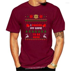 メンズTシャツ印刷私はゲームを一時停止してここにいるように醜いクリスマスセータースタイルTシャツの男性コットンTシャツoネックショートスリーブ女性