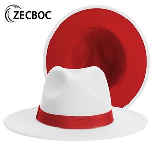 Beanie / Skull Caps New Fedora Hat per le donne Vintage Classic Wide Brim Wool Felt Hat Ladies Gentleman Wedding Church Panama Cappelli da uomo T221013