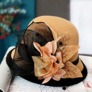 Czapki czapki/czaszki elegancka lady kwiat sun hat kobietę ślub przyjęcia herbata kościół Travel Cape Summer Organza Hat Ubranie Akcesorium Vintage ciepło T221013