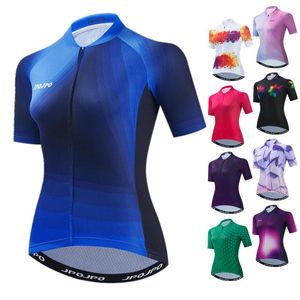 السترات السباق WEFIMOSTAR Blue Pro Cycling Jersey Women Summer Bike MTB Bicycle Shirt Team Sport Clothing Road Cycle Wear Compley