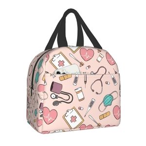 Ice PacksIsothermic Bags Funny Nurse Insulated Lunch Bag for School Office Nursing Portable Thermal Cooler Lunch Box Women Men 221013