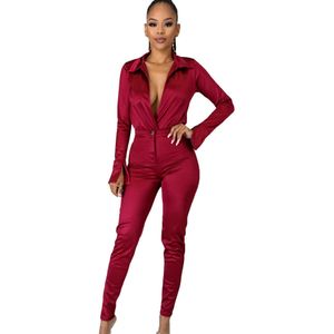 Women's Two Piece Pants Elegant Solid Color Casual Two Piece Set Satin Sexy Ladies V Neck Long Sleeves Shirt Bodysuit High Waist Pants Clubwear Outfits T221012