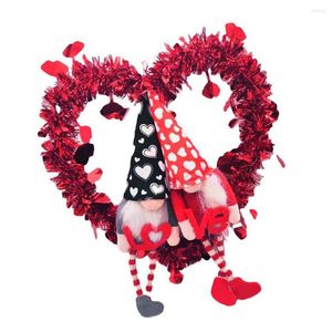 Dekorativa blommor Faceless Doll Garland Decor Gnome Dwarf Wreath with String Lights Lighting Valentine's Day Ornament Perfekt för Valentin
