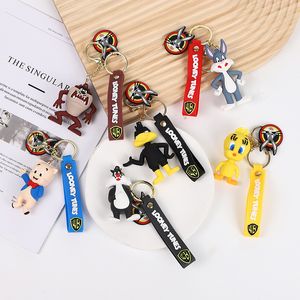 fashion PVC kawaii kids anime keyring chain 3d animal key chain cartoon Creative Bugs Bunny keychain