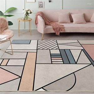 Tappeti Mosaico geometrico nordico Tappeto grigio-rosa per soggiorno Divano per bambini Tavolino Tappetino Camera da letto