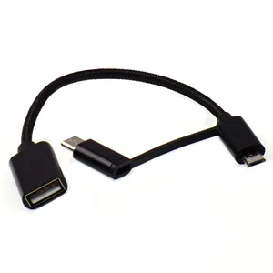 Mobilne kable telefonów komórkowych 10pcs/działka 2 w 1 OTG Adapter USB Kobieta do mikro USB typu C Synchronizacja danych dla dysku HUA-WEI MAC