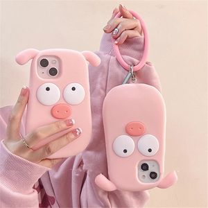 Super Case Frons Funny 3d Big Eyes Pink Bracelet Bracelet Silicone Chace для iPhone 14 Pro Max 11 12 13 XS XR 7 8 плюс x SE Cover