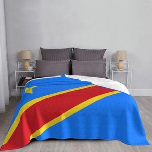 Blankets Flag Of Congo Kinshasa Zaire Knitted Blanket Fleece Warm Throw For Bedding Couch Bedroom Quilt