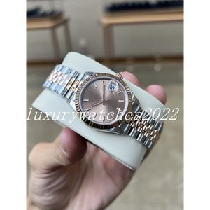 女性用スーパーウォッチ品質V5バージョン31mm 2トーンローズゴールドステンレスケースウォッチバンドサファイアジュビリーメカニカルオートマチックサファイアガラスリストウォッチ