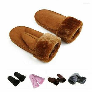 Five Fingers Gloves 1 Pair Winter Warm Lady Mittens Fur Thick Solid Color For Women Cozy Breathable Outdoor Wrist Full Finger