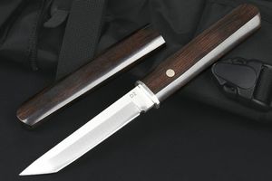 M6681 Выживание Прямой нож D2 Tanto Point Satin Blade Ebony с стальной ручкой с фиксированной лезвией тактические ножи, включая деревянные оболочки