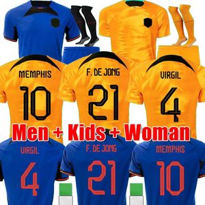 2022 Netherlands MEMPHIS soccer jersey 22 23 DE JONG Holland DE LIGT WIJNALDUM VAN DIJK Adult men kids kit sets DUMFRIES football shirt on Sale