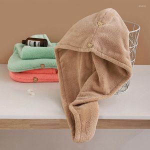 Handduk dubbel lager tjockare badrum h￥rtork snabbt torkande bad wrap hatt snabb korall fleece cap turban torr