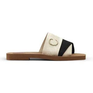 Kvinnor Woody Mules Flat Sandals Slides Designer Canvas Slippers White Black Sail Womens Sume Outdoor Beach Slipper Shoes