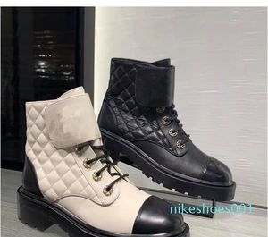 Designer Shoe Boots Fashion 35-40 Ankel Biker Platform Flat Low Heel spetsar upp