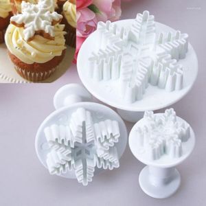 Decorazioni natalizie 3 pezzi Fiocco di neve Decorazione di torte Fondente Tagliapasta Stampo Biscotti Strumenti di decorazione Attrezzo da cucina