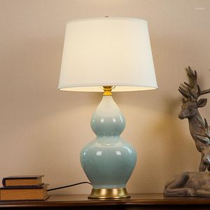 Lampy stołowe sypialnia vintage lampa chińska salon do dekoracji ślubnej ceramicznej sztuki zielony