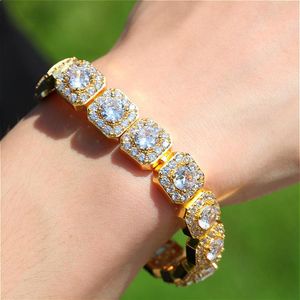 12 миллиметровые браслеты модного рэпера браслеты для женщин парней Hop Hop Hop k Gold Cubic Circonia Mens Cluster Diamond Tennis Chain m
