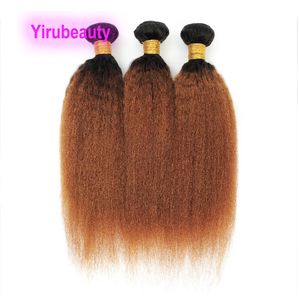 1B 30 Ombre Human Hair Brazilian Kinky Straight Indian Virgin Hair Wefts Yirubeauty Two Tones Color 8-34inch