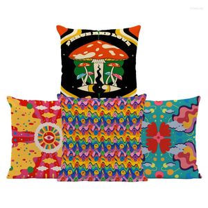 Pillow Colorful Trippy Pillowcase Mushroom Decorative Sofa Case Bedroom Decorate Car Cover 45 45cm